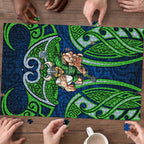 Canberra Raiders Rugby Puzzle Polynesian Tribal Viking Warrior Green Blue Pattern