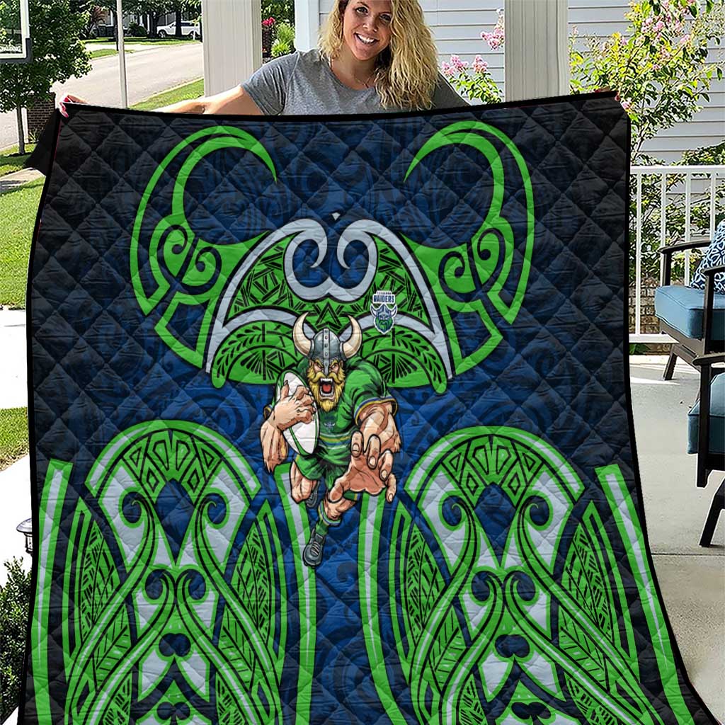 Canberra Raiders Rugby Quilt Polynesian Tribal Viking Warrior Green Blue Pattern