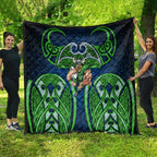 Canberra Raiders Rugby Quilt Polynesian Tribal Viking Warrior Green Blue Pattern