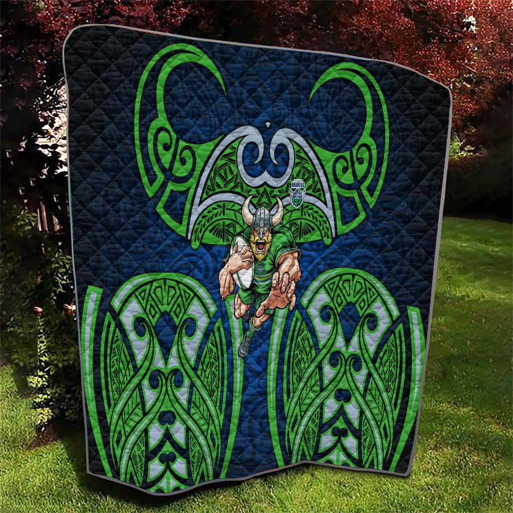 Canberra Raiders Rugby Quilt Polynesian Tribal Viking Warrior Green Blue Pattern