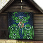 Canberra Raiders Rugby Quilt Polynesian Tribal Viking Warrior Green Blue Pattern