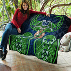 Canberra Raiders Rugby Quilt Polynesian Tribal Viking Warrior Green Blue Pattern