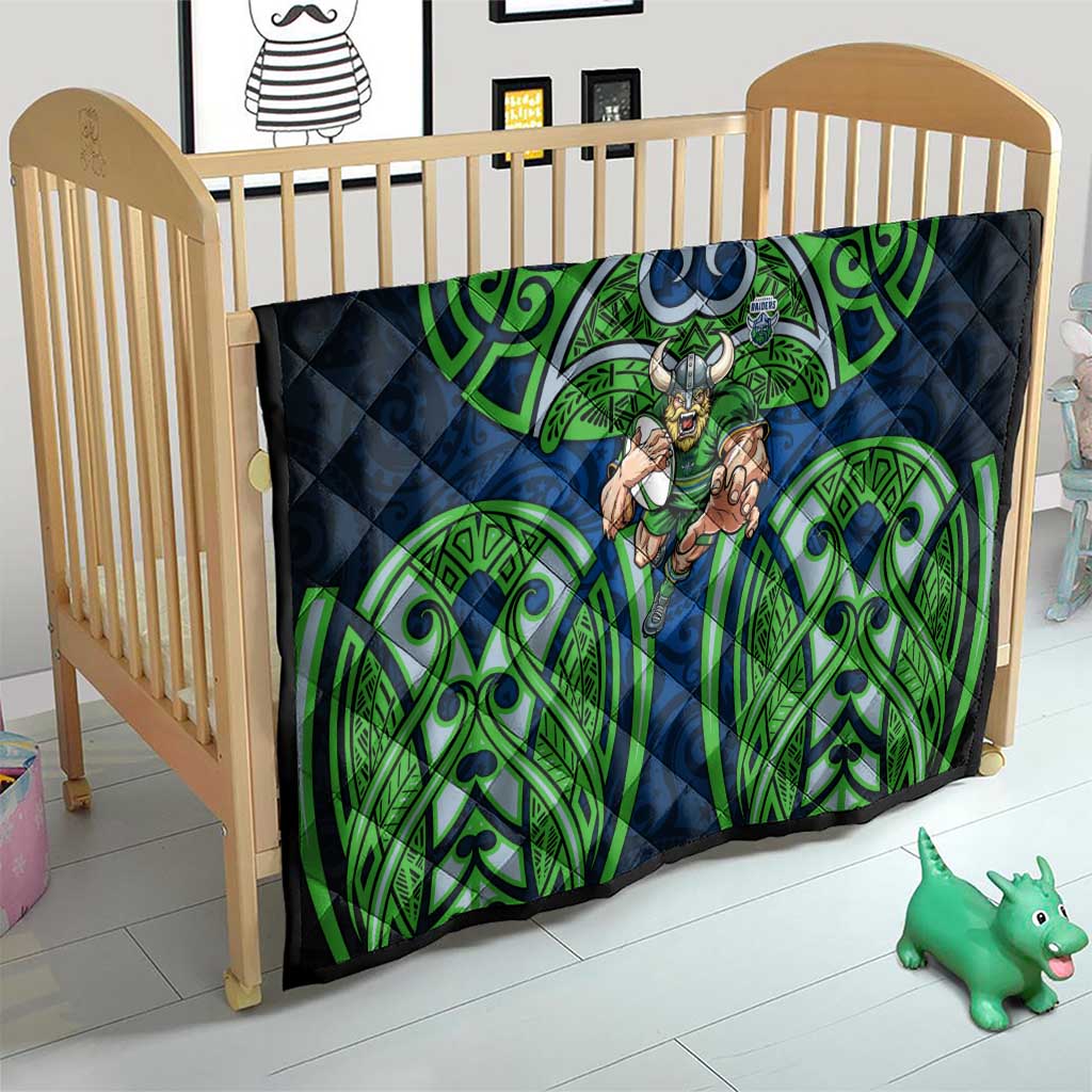 Canberra Raiders Rugby Quilt Polynesian Tribal Viking Warrior Green Blue Pattern
