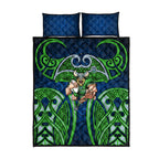Canberra Raiders Rugby Quilt Bed Set Polynesian Tribal Viking Warrior Green Blue Pattern
