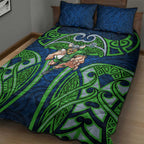 Canberra Raiders Rugby Quilt Bed Set Polynesian Tribal Viking Warrior Green Blue Pattern