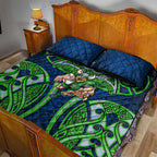 Canberra Raiders Rugby Quilt Bed Set Polynesian Tribal Viking Warrior Green Blue Pattern