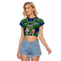 Canberra Raiders Rugby Raglan Cropped T Shirt Polynesian Tribal Viking Warrior Green Blue Pattern