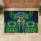 Canberra Raiders Rugby Rubber Doormat Polynesian Tribal Viking Warrior Green Blue Pattern