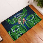 Canberra Raiders Rugby Rubber Doormat Polynesian Tribal Viking Warrior Green Blue Pattern