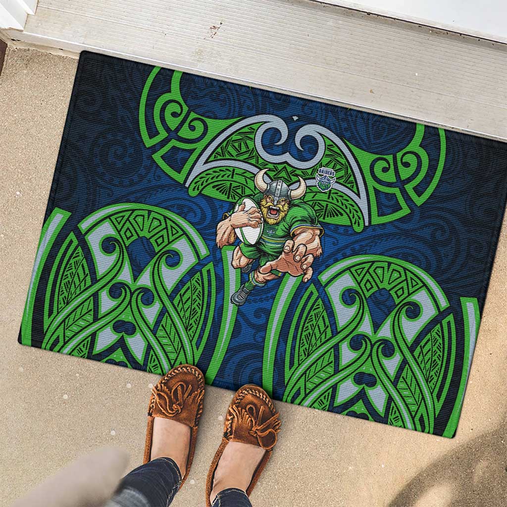 Canberra Raiders Rugby Rubber Doormat Polynesian Tribal Viking Warrior Green Blue Pattern