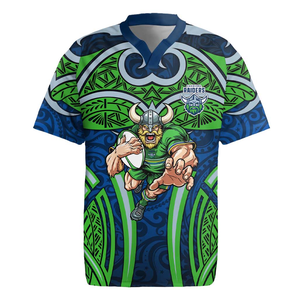 Canberra Raiders Rugby Rugby Jersey Polynesian Tribal Viking Warrior Green Blue Pattern