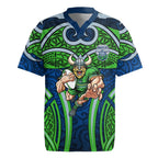 Canberra Raiders Rugby Rugby Jersey Polynesian Tribal Viking Warrior Green Blue Pattern