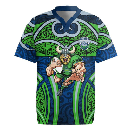Canberra Raiders Rugby Rugby Jersey Polynesian Tribal Viking Warrior Green Blue Pattern