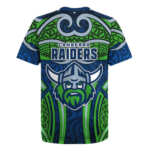 Canberra Raiders Rugby Rugby Jersey Polynesian Tribal Viking Warrior Green Blue Pattern