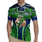 Canberra Raiders Rugby Rugby Jersey Polynesian Tribal Viking Warrior Green Blue Pattern