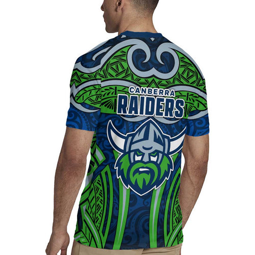 Canberra Raiders Rugby Rugby Jersey Polynesian Tribal Viking Warrior Green Blue Pattern