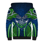 Canberra Raiders Rugby Sherpa Hoodie Polynesian Tribal Viking Warrior Green Blue Pattern