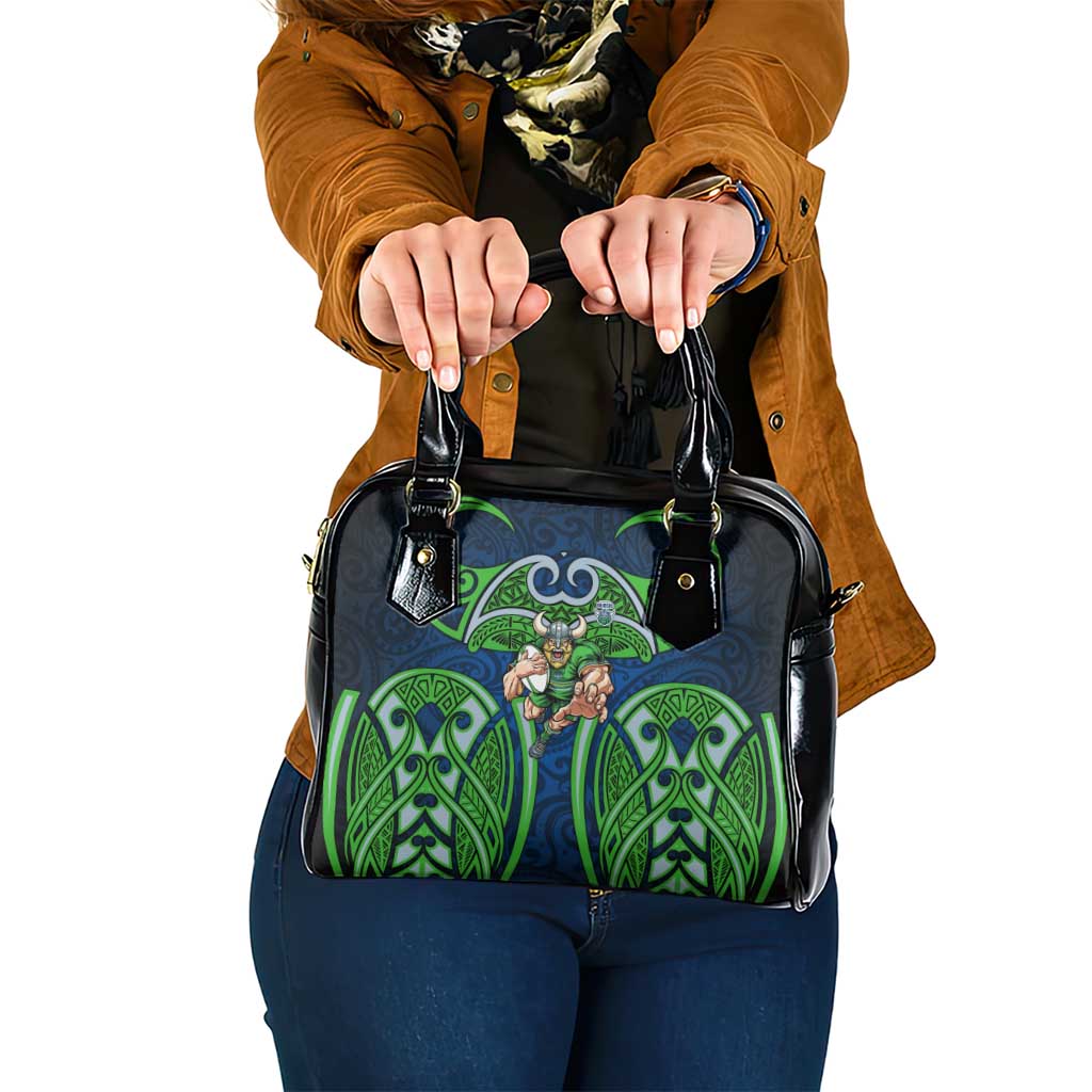 Canberra Raiders Rugby Shoulder Handbag Polynesian Tribal Viking Warrior Green Blue Pattern