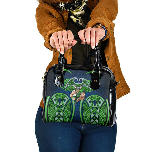 Canberra Raiders Rugby Shoulder Handbag Polynesian Tribal Viking Warrior Green Blue Pattern