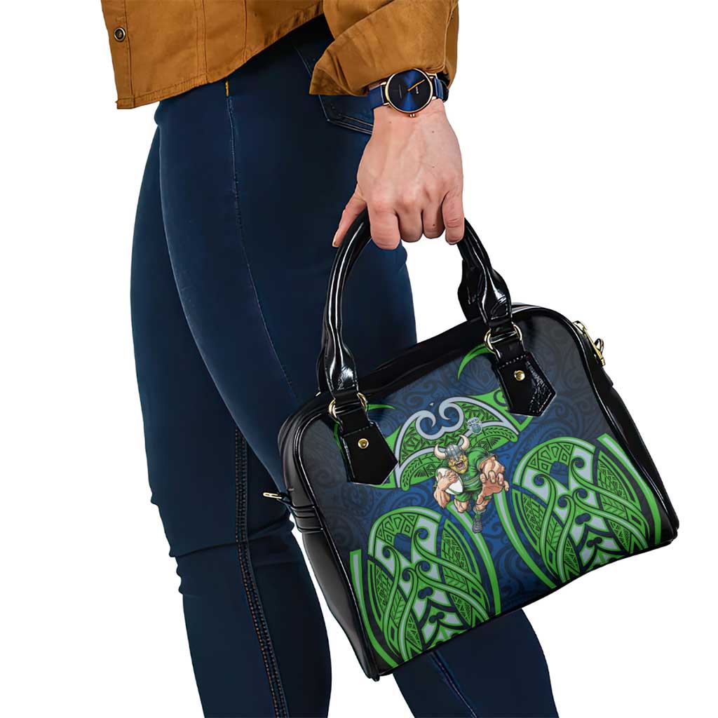 Canberra Raiders Rugby Shoulder Handbag Polynesian Tribal Viking Warrior Green Blue Pattern