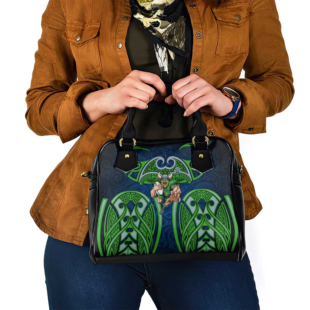 Canberra Raiders Rugby Shoulder Handbag Polynesian Tribal Viking Warrior Green Blue Pattern