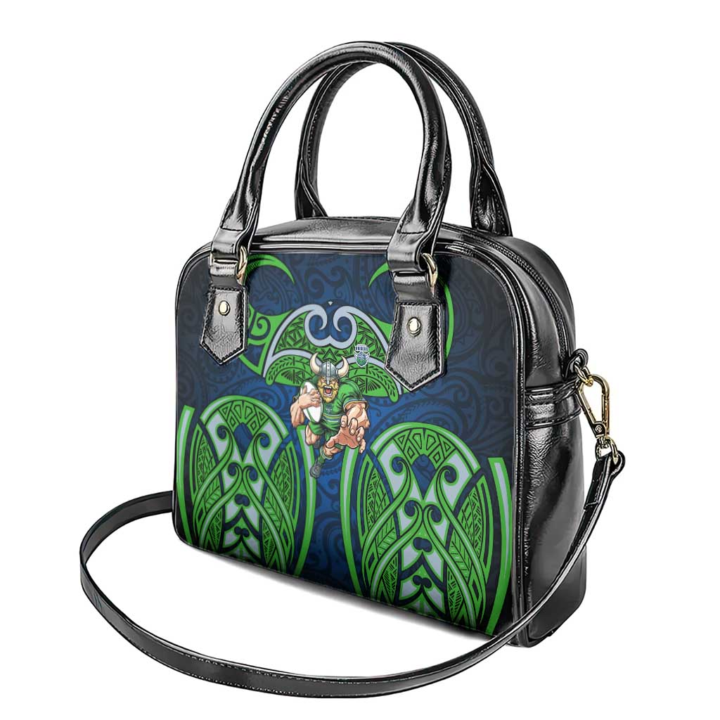 Canberra Raiders Rugby Shoulder Handbag Polynesian Tribal Viking Warrior Green Blue Pattern
