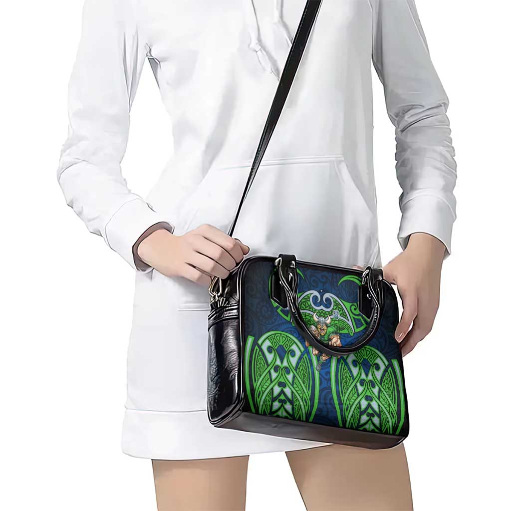 Canberra Raiders Rugby Shoulder Handbag Polynesian Tribal Viking Warrior Green Blue Pattern