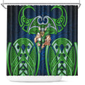 Canberra Raiders Rugby Shower Curtain Polynesian Tribal Viking Warrior Green Blue Pattern