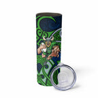Canberra Raiders Rugby Skinny Tumbler Polynesian Tribal Viking Warrior Green Blue Pattern