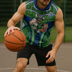 Canberra Raiders Rugby Sleeveless Hoodie Polynesian Tribal Viking Warrior Green Blue Pattern