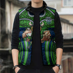Canberra Raiders Rugby Sleeveless Puffer Jacket Polynesian Tribal Viking Warrior Green Blue Pattern