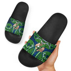 Canberra Raiders Rugby Slide Sandals Polynesian Tribal Viking Warrior Green Blue Pattern