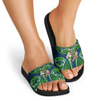 Canberra Raiders Rugby Slide Sandals Polynesian Tribal Viking Warrior Green Blue Pattern