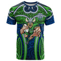 Canberra Raiders Rugby T Shirt Polynesian Tribal Viking Warrior Green Blue Pattern