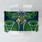 Canberra Raiders Rugby Tablecloth Polynesian Tribal Viking Warrior Green Blue Pattern