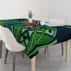 Canberra Raiders Rugby Tablecloth Polynesian Tribal Viking Warrior Green Blue Pattern