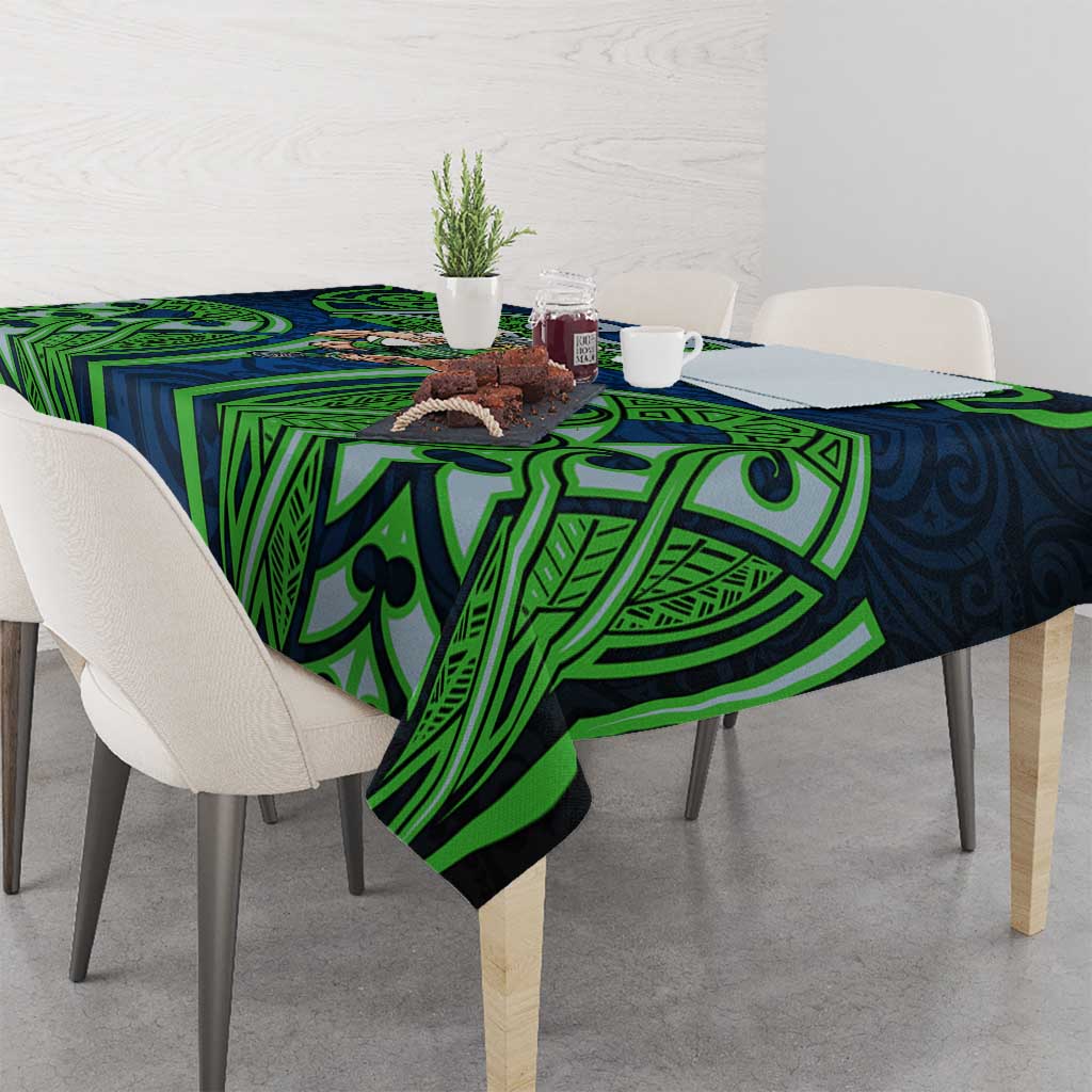Canberra Raiders Rugby Tablecloth Polynesian Tribal Viking Warrior Green Blue Pattern