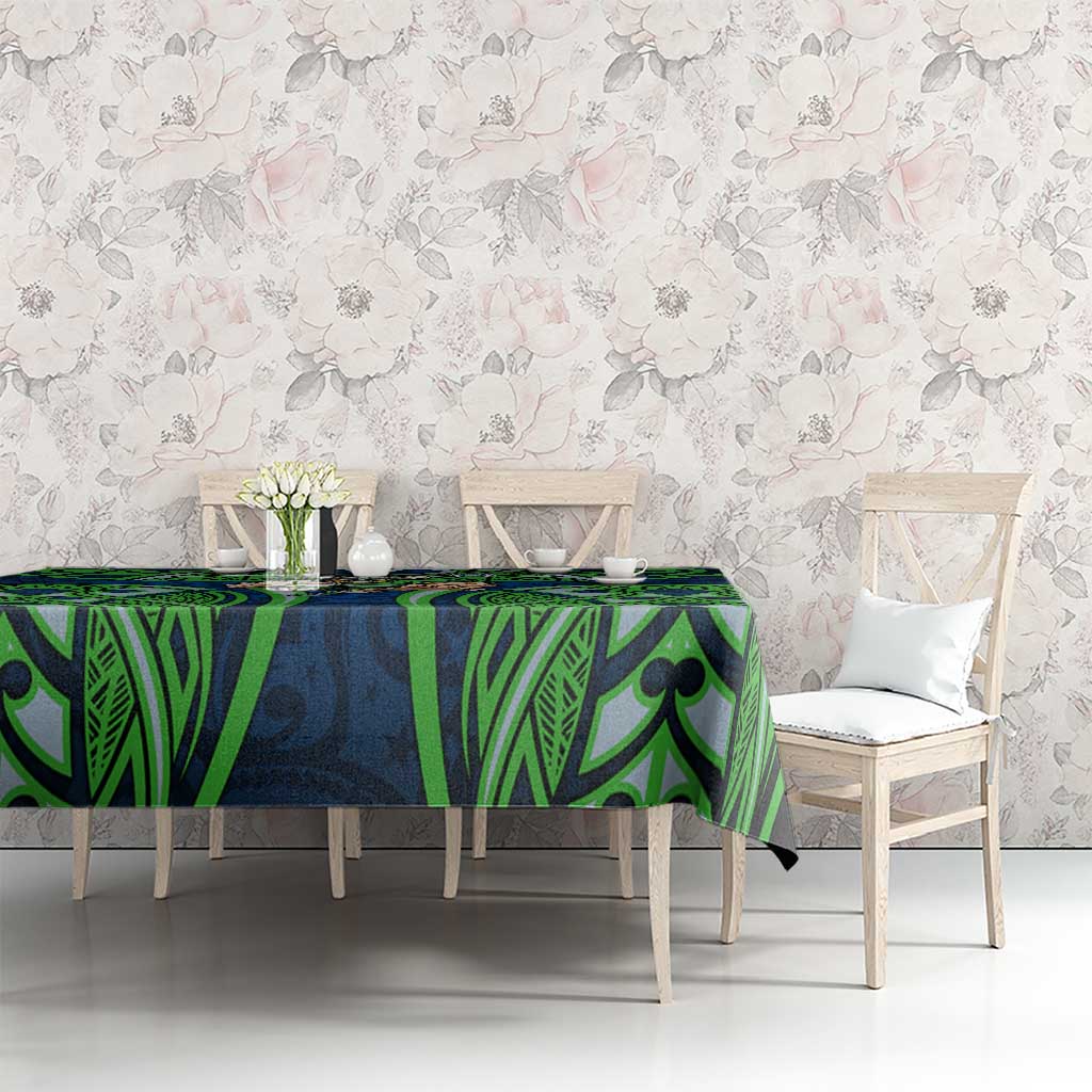 Canberra Raiders Rugby Tablecloth Polynesian Tribal Viking Warrior Green Blue Pattern