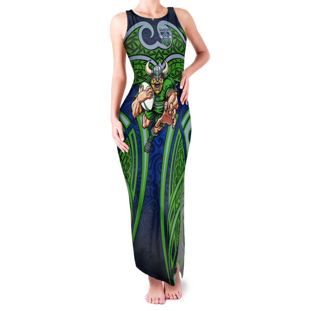 Canberra Raiders Rugby Tank Maxi Dress Polynesian Tribal Viking Warrior Green Blue Pattern