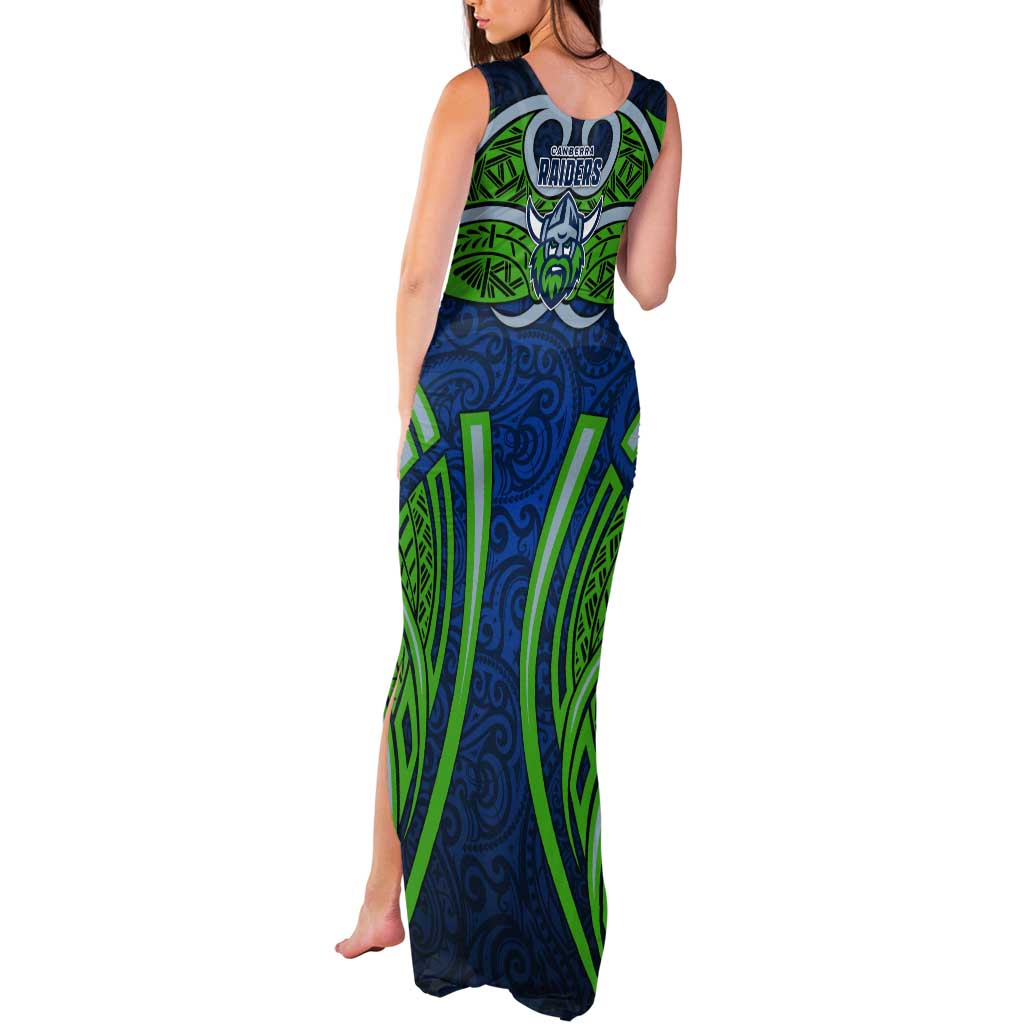 Canberra Raiders Rugby Tank Maxi Dress Polynesian Tribal Viking Warrior Green Blue Pattern