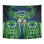 Canberra Raiders Rugby Tapestry Polynesian Tribal Viking Warrior Green Blue Pattern
