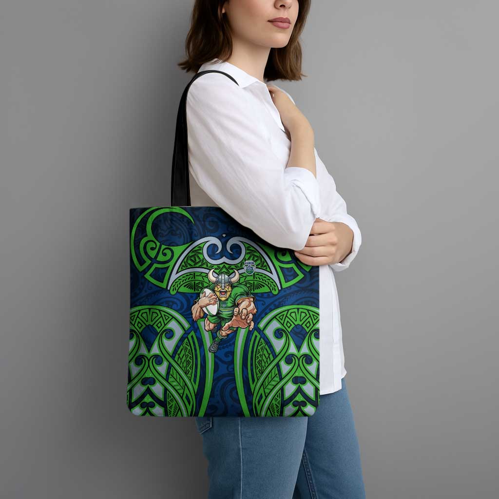 Canberra Raiders Rugby Tote Bag Polynesian Tribal Viking Warrior Green Blue Pattern
