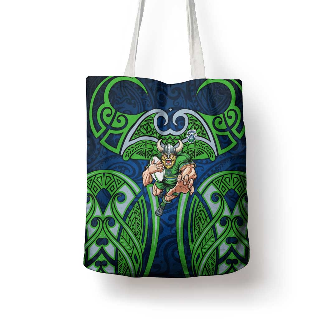 Canberra Raiders Rugby Tote Bag Polynesian Tribal Viking Warrior Green Blue Pattern