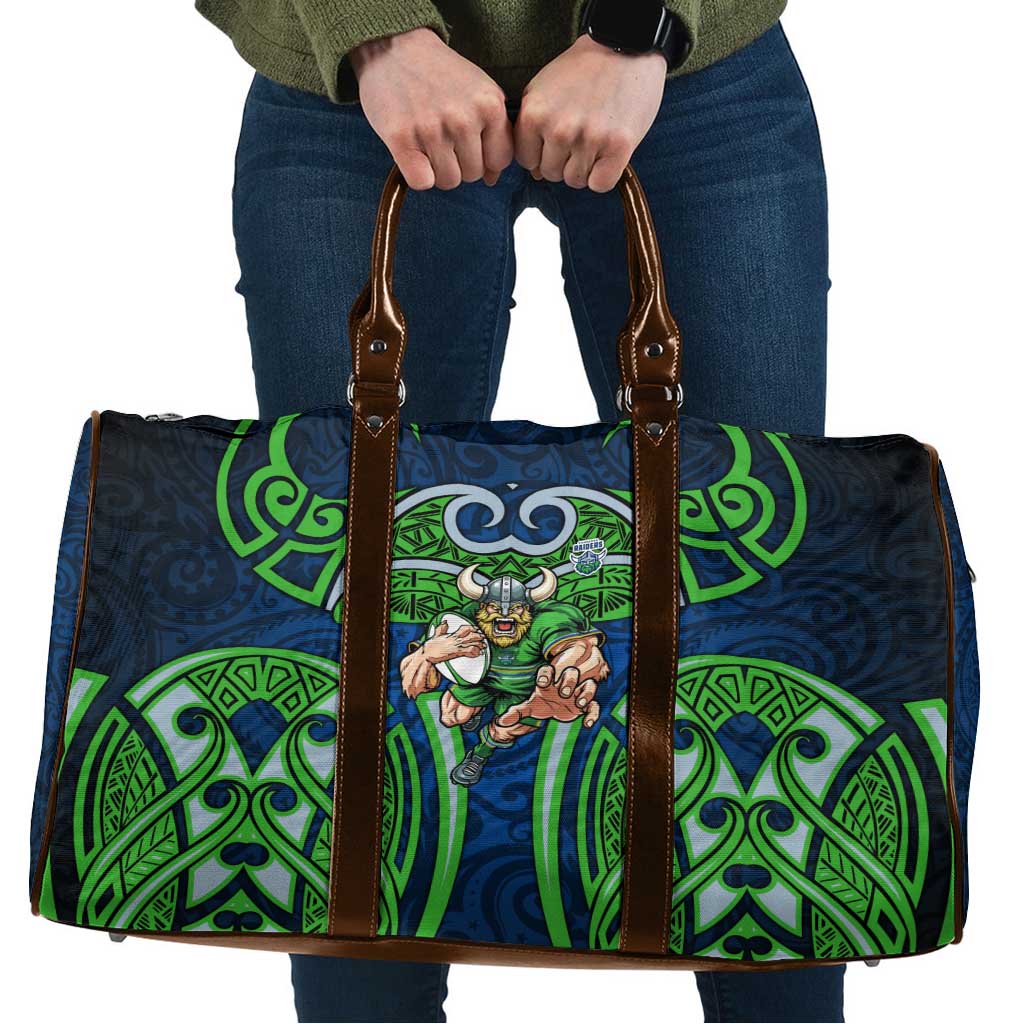 Canberra Raiders Rugby Travel Bag Polynesian Tribal Viking Warrior Green Blue Pattern