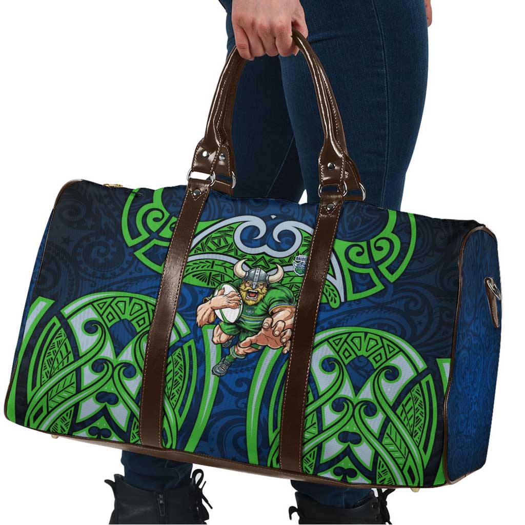 Canberra Raiders Rugby Travel Bag Polynesian Tribal Viking Warrior Green Blue Pattern