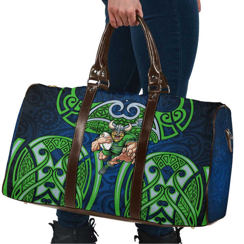 Canberra Raiders Rugby Travel Bag Polynesian Tribal Viking Warrior Green Blue Pattern
