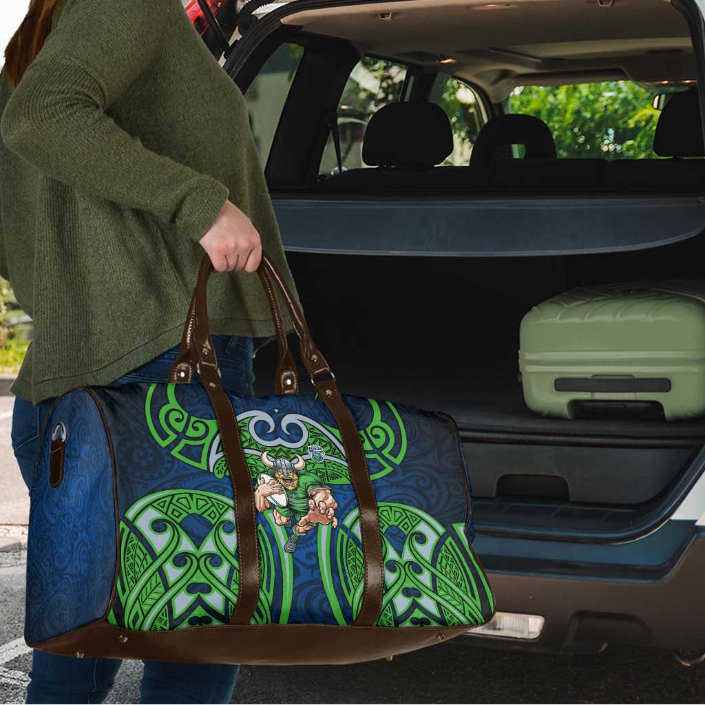 Canberra Raiders Rugby Travel Bag Polynesian Tribal Viking Warrior Green Blue Pattern