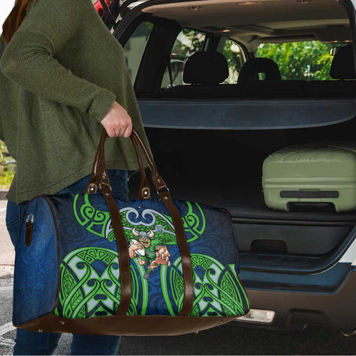 Canberra Raiders Rugby Travel Bag Polynesian Tribal Viking Warrior Green Blue Pattern