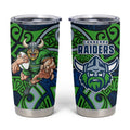 Canberra Raiders Rugby Tumbler Cup Polynesian Tribal Viking Warrior Green Blue Pattern