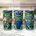 Canberra Raiders Rugby Tumbler Cup Polynesian Tribal Viking Warrior Green Blue Pattern